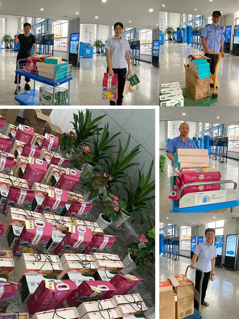 淄博蓝冠注册中秋礼品发放现场1